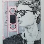 KAM NEDDERMEYER, Baby Driver- Ansel Elgort | Ink pens & alcohol markers, 2021, 11"×14"